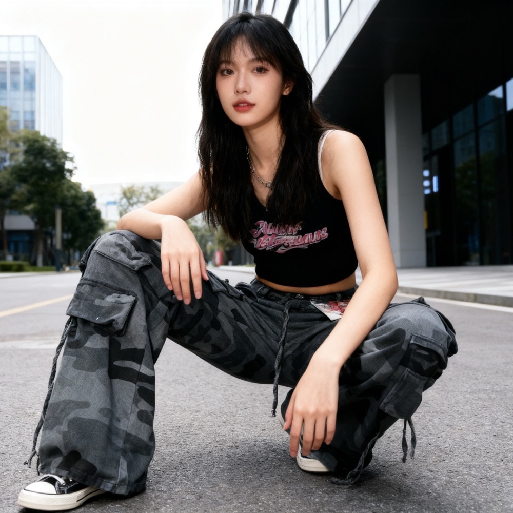 VIP Gray Camouflage Wide Leg Pants